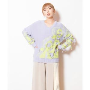 ニット セーター 2WAYフリンジニットプルオーバー レディース