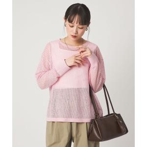ニット セーター フレンチリネン メッシュ プルオーバー ニット レディース