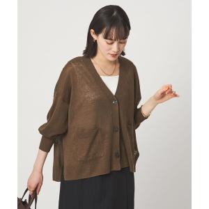 カーディガン フレンチリネン Vネック カーディガン ウォッシャブル レディース