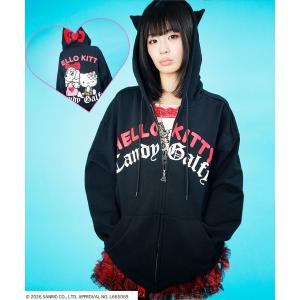 パーカー GALFY（ガルフィー）仲子パーカー/コラボ/バックプリント スウェットジップアップパーカー/猫耳フード レディース メンズ
