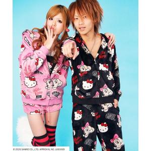 パジャマ ルームウェア GALFY（ガルフィー）ラブリーふわもこ3ピースSET UP/コラボ 総柄シャギーフリース 3点セットアップ/ジップパーカー＆