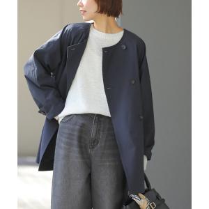 ノーカラー トレンチコート レディース