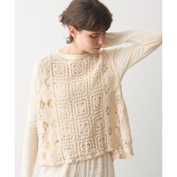 ベスト ジレ 2way flower crochet tops/2wayフラワークロシェトップス レ...