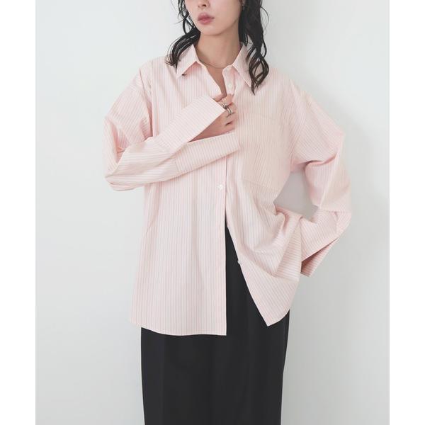 ブラウス シャツ ストライプポケットオーバーシャツ レディース