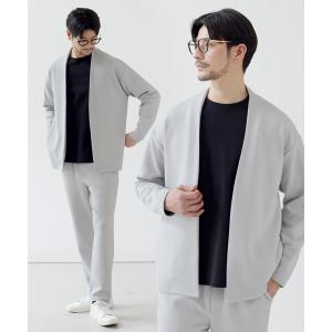 セットアップ 「抗シワ・抗ピリング・ウォッシャブル」ハイポンチノーカラージャケット＆イージーパンツ セットアップ メンズ