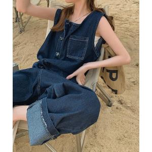 サロペット オーバーオール 春夏服 ワイドデニムサロペットパンツ -ARCADE Limited Line- レディース
