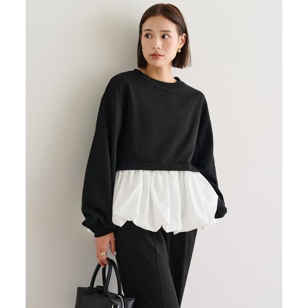 トレーナー スウェット 裏毛ドッキングバルーンプルオーバー レディース