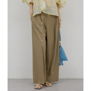 パンツ 「ウエスト調整可能」「手洗い可」梳毛タックワイドパンツ レディース