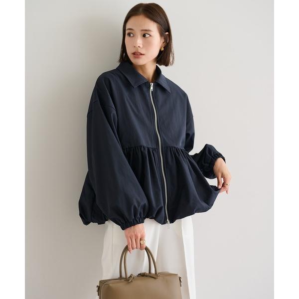 コート アウター ツイル裾バルーンジャケット レディース
