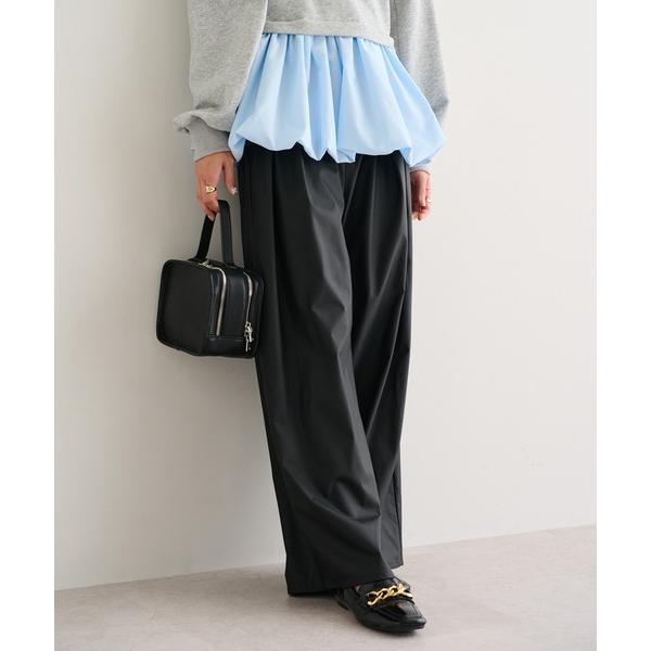 パンツ ウォッシャブルフェイクレザータックパンツ レディース