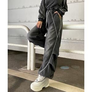 スウェットパンツ ジャージ ブリーチラインワイドパンツ レディース