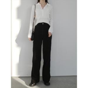 パンツ コーデュロイロングパンツ/ブラック レディース