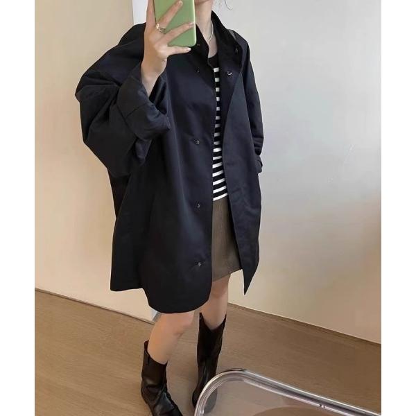 ブラウス シャツ オーバーサイズ スタンドカラー シャツコート レディース