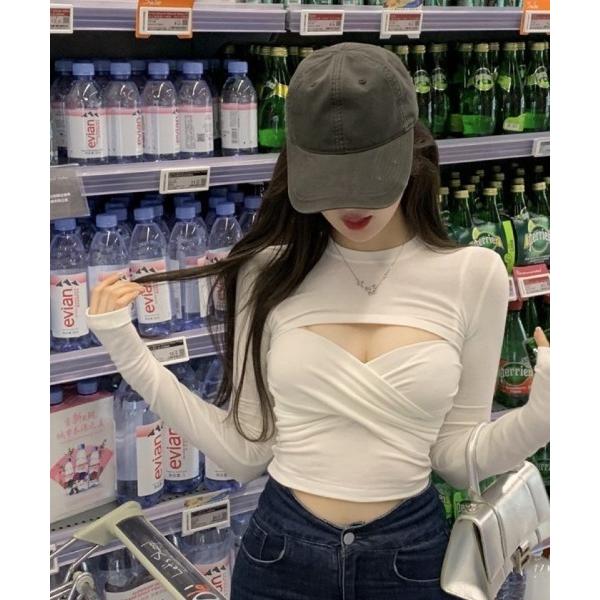 tシャツ クロスデザインセクシークロップドトップス レディース