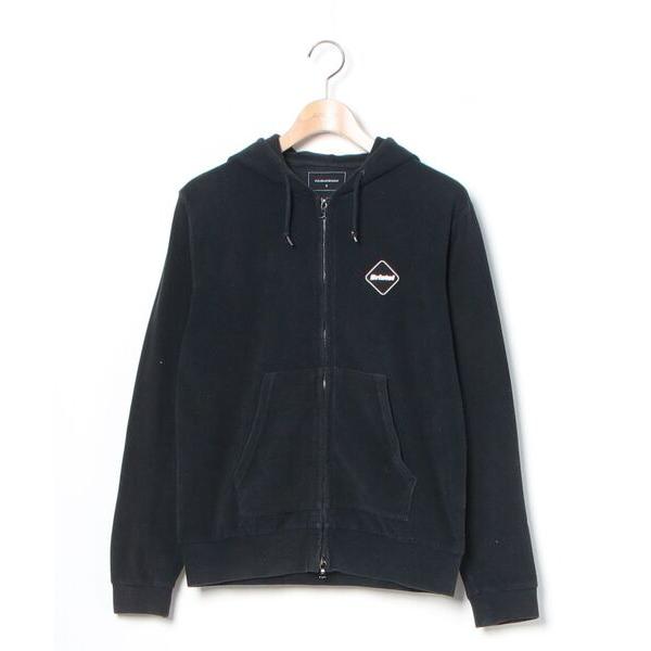 「F.C.R.B.」 ワンポイントジップアップパーカー S ブラック メンズ