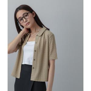 「GLOBAL WORK」 半袖シャツ - セージグリーン レディース