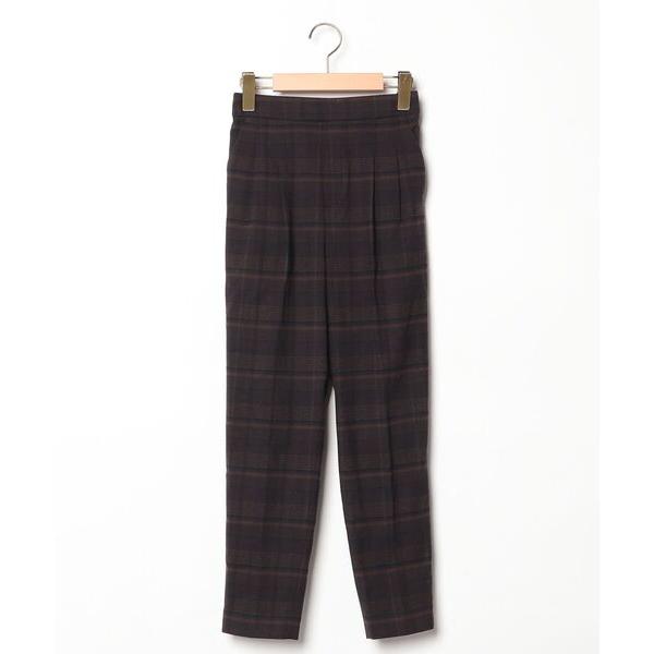 「GLOBAL WORK」 チェック柄クロップドパンツ X-SMALL ネイビー レディース