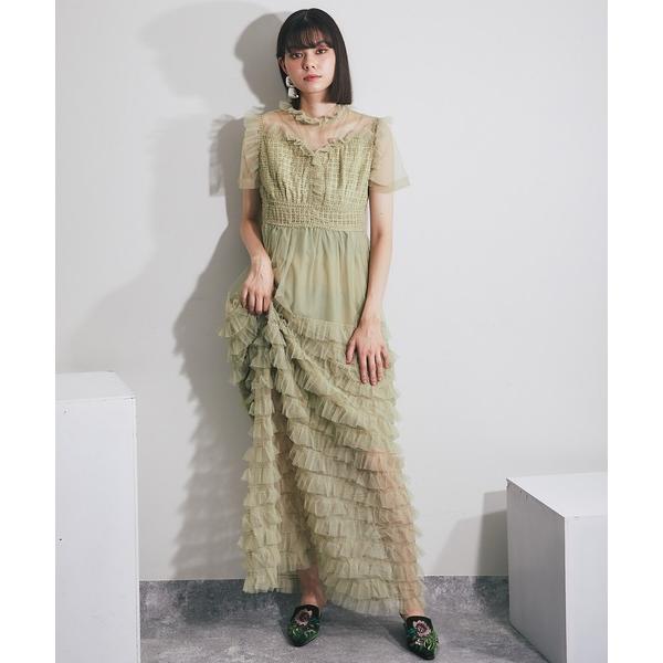 「SMILE ORCHID」 半袖ワンピース M グリーン レディース