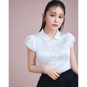 ブラウス シャツ 「洗える」」フロントスカラサテンブラウス レディース
