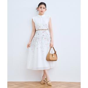 ワンピース 「洗える」パネルフラワーワンピース