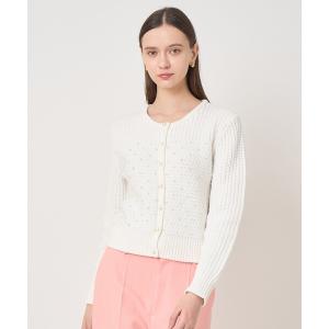 カーディガン パールスタッズカーディガン レディース