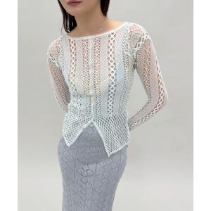ニット セーター 「EUCHRONIA/ユークロニア」Stretch lace long sleeve tee レディース