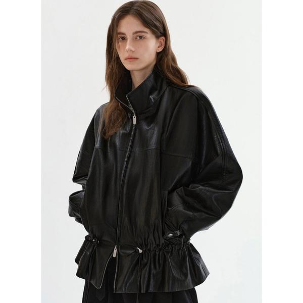 レザージャケット ライダース ダブルジッパー ドローコード フェイクレザージャケット FC26W01...