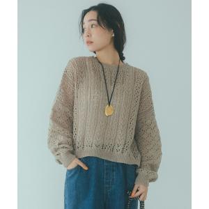 ニット セーター 「natural by clip」テープヤーン透かしプルオーバー レディース