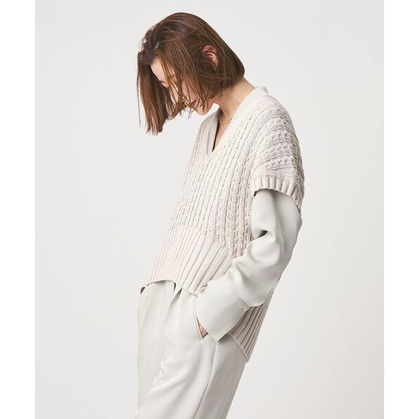 ベスト ジレ 「conte」コットンシルク ケーブル ベスト レディース