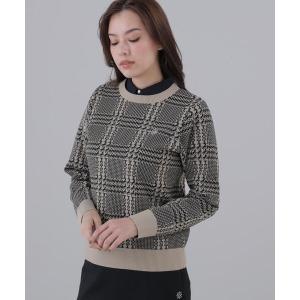 ニット セーター 「St ANDREWS」１４Ｇホースビットチェックジャガードプルオーバーニット レディース