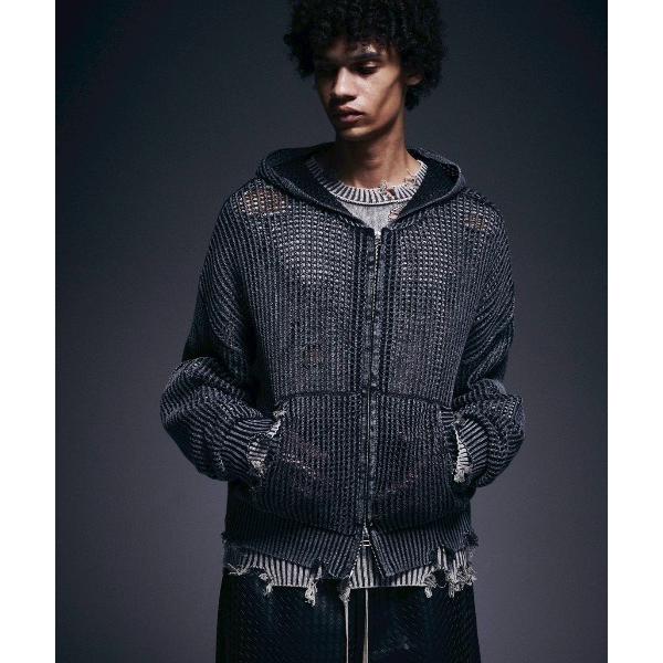 パーカー DankeSchon/ダンケシェーン/ACID WASH MESH HOODIE メンズ ...