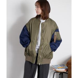 ブルゾン アウター 「2way」切替デニムツイルMA-1ジャケット レディース メンズ