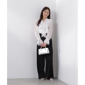 ベルト付きワイドパンツ レディース