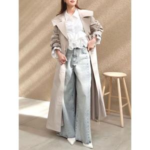 トレンチコート コート ビッグカラーフリルスリーブトレンチコート レディース