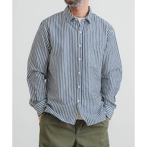 シャツ 麻混ロンドンストライプレギュラーシャツ メンズ