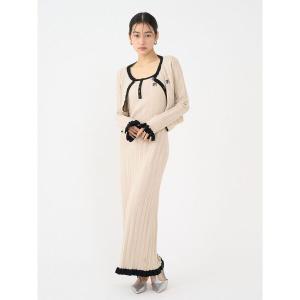 ワンピース 「FILA別注」ドライタッチバイカラーフリルデザインノースリーブニットワンピース