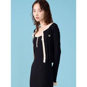 カーディガン 「FILA別注」ドライタッチバイカラーフリルデザインニットカーディガン 「春服」「セットアップ対応」 レディース