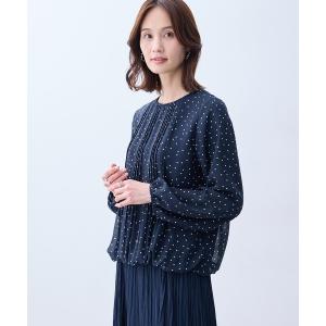 tシャツ プリーツシフォンブラウス「無地・ドット柄」 レディース