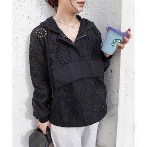 ブラウス シャツ レースアノラックパーカー レディース