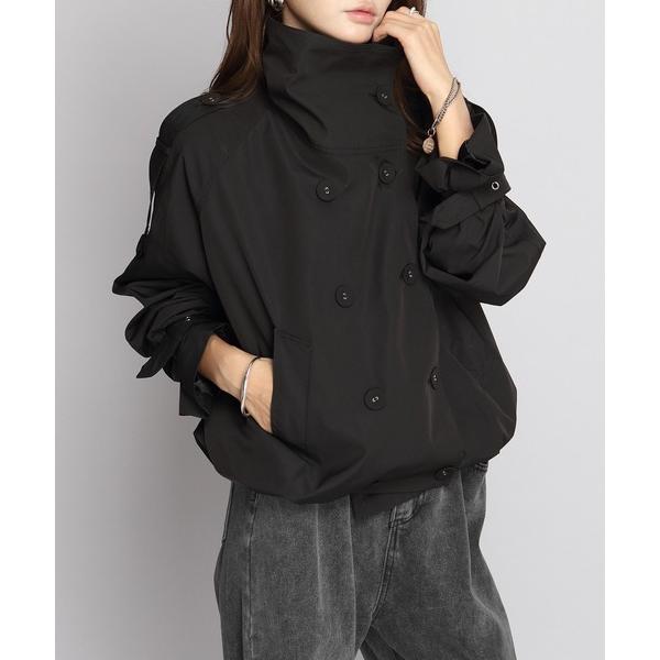 トレンチコート コート 撥水スタンドカラーダブルブレストショートジャケット レディース