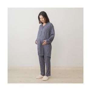 マタニティパジャマ マタニティ マタニティ長袖パジャマ ストレッチ天竺 ハート柄