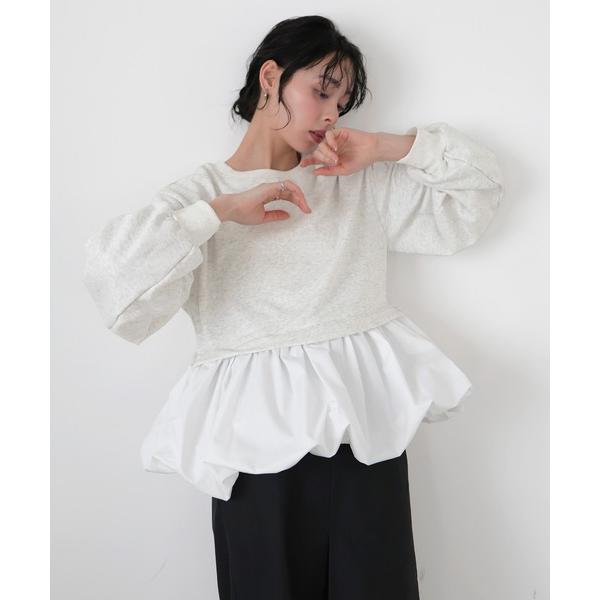 トレーナー スウェット バルーンペプラムスウェット レディース