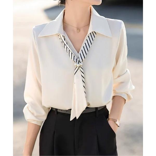 ブラウス シャツ スカーフタイ付き とろみブラウス レディース