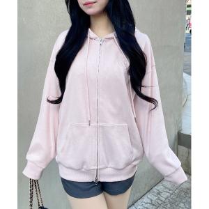 パーカー ラメスウェットジップパーカー レディース