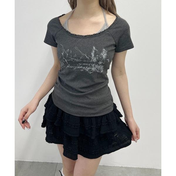 tシャツ ホルターネックグラフィックT レディース