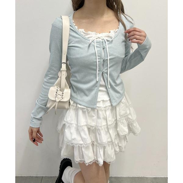 tシャツ フリルレイヤードトップス レディース