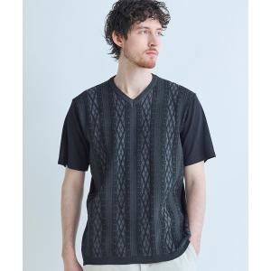 tシャツ アラン調 ニットコンビTシャツ メンズ