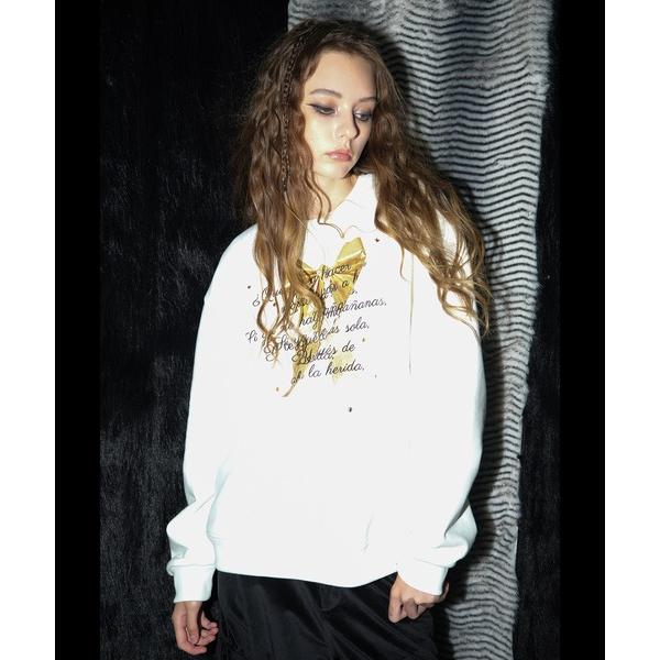 トレーナー スウェット 「RC.THREEPAPER」ゴールドリボンプリント ルーズスウェット レデ...