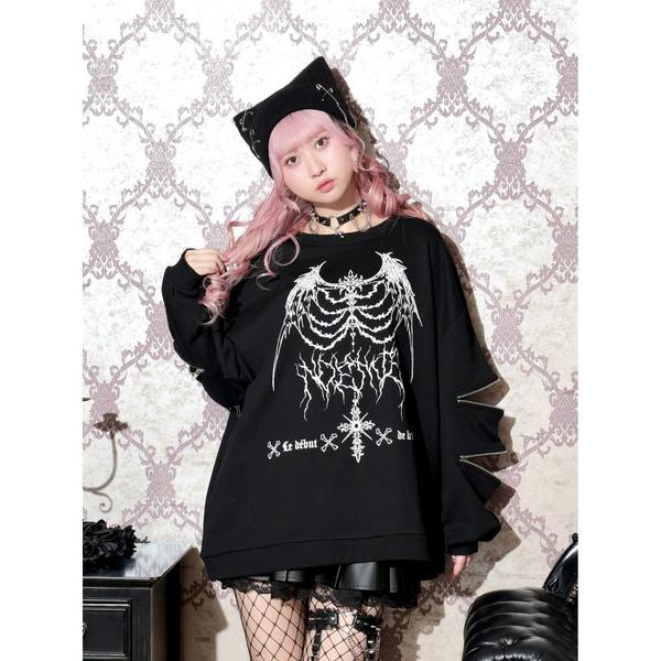 tシャツ 袖ファスナークロスプリントユニセックスプルオーバー レディース メンズ