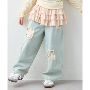 パンツ 「KIDS」レースパッチワークデニム(ウエスト調整可能)「ジュニアサイズあり」 キッズ 子供服